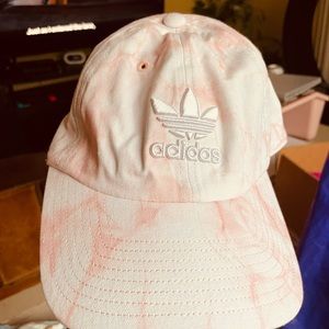 Adidas sports cap, one size but adjustable. Pink tie-dye never worn but no tag.